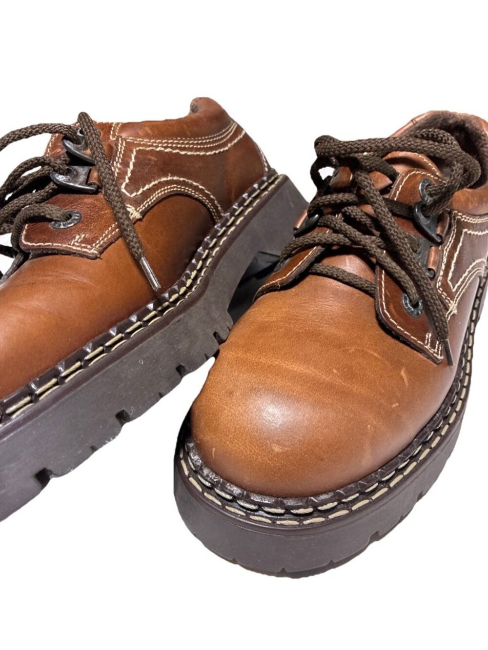 Vintage 90s Nine West Brown Leather Platform Shoes Grunge Chunky Y2K Cyber 7M